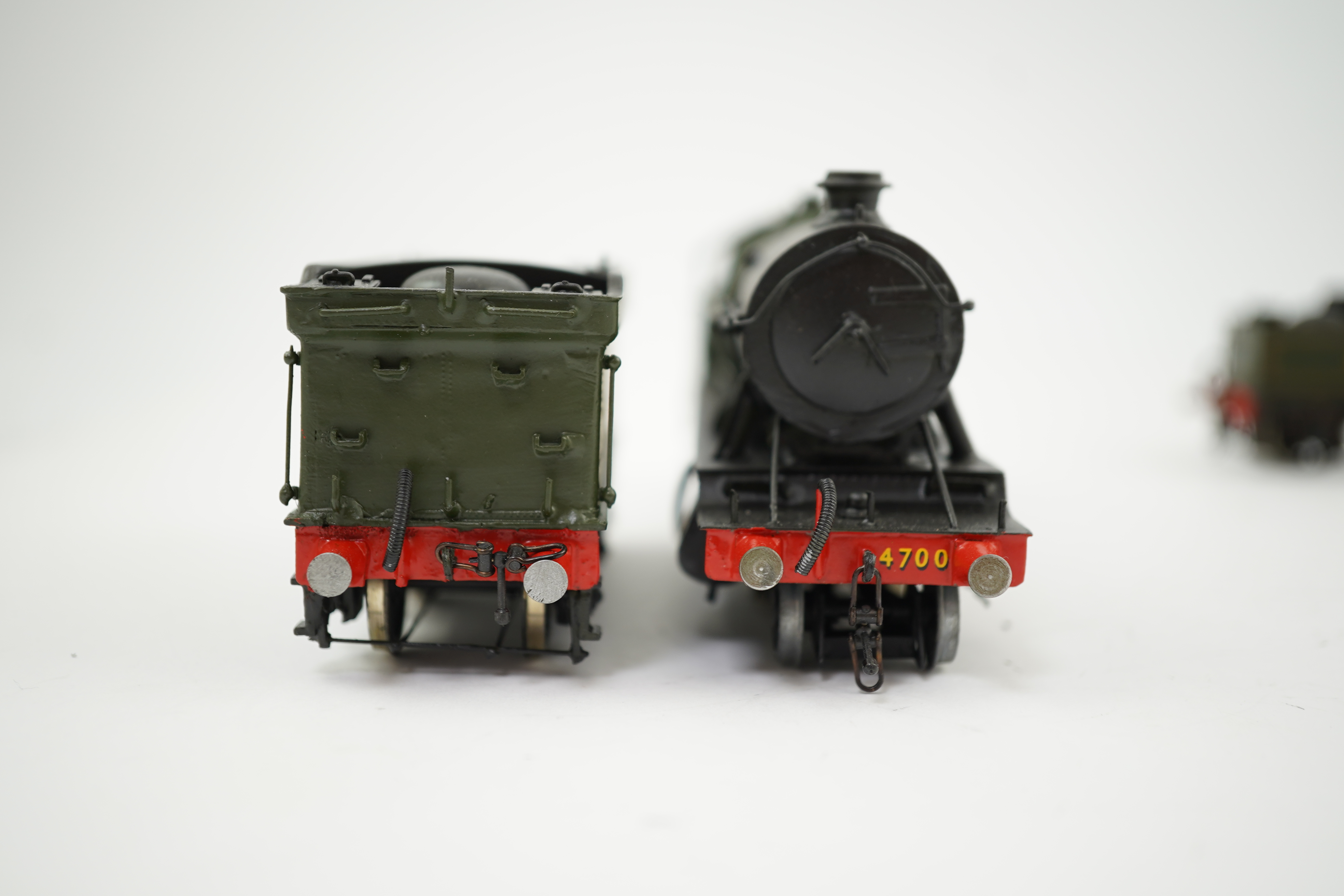 Two 00 gauge brass and white metal kit built GWR tender locomotives; a 4700 class 2-8-0, 4700, together with a Dean Barnum class 2-4-0, 3223, constructed, painted and lined to a high standard, both motored for two rail o